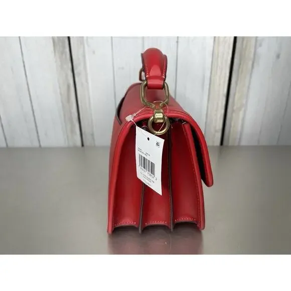 New! Coach Hero Shoulder Bag Sport Red Accordion Style Hangtag Strap Crossbody - Picture 2 of 10